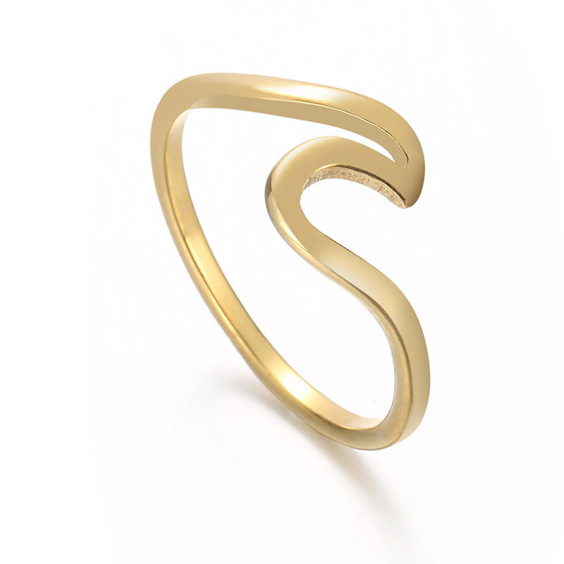 Wave Stainless Steel Ring Female Fashion Geometric Shape
