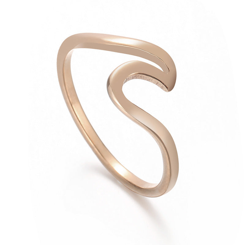Wave Stainless Steel Ring Female Fashion Geometric Shape